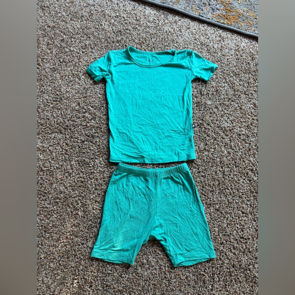 Kyte baby short pajama set aqua green 3T